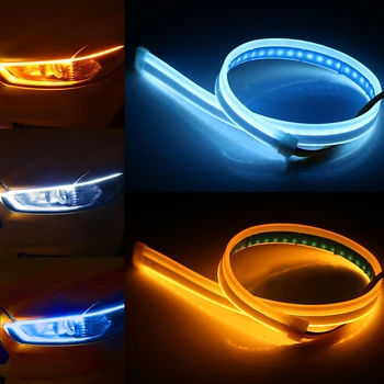 FORAUTO Ultrafine Auto DRL LED Sloksnes Gaismas lukturi Balti Pagrieziena Signāla Lampas Dzeltenā Rokasgrāmata Lentes Lukturu Montāža