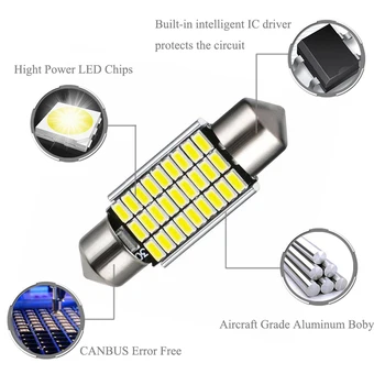 2x 36mm Vīt 3014 SMD 27 LED Canbus C5W Auto Led Auto Interjera Dome Durvju Gaismas Lampas Spuldzes Pagalma apgaismojums Darba Lukturi