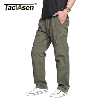 TACVASEN Vīriešu Vasaras Bikses Modes Apģērbu Multi Kabatas Kravas Bikses Militāra Stila Kokvilnas Elsas Plānas Gadījuma Bikses TD-HZMW-001