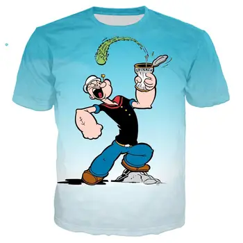 Harajuku 3D Drukas Karikatūra Anime Popeye T krekls Vīriešiem Hip Hop Streetwear T-krekls Cilvēks Tshirt Topi Vīriešu Apģērbu Lielgabarīta krekls 5XL