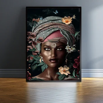 Āfrikas Sievietēm Ziedi Kanvas Glezna Uz Sienas Anotācija Meitenes Plakāti un Izdrukas Sienas Art Attēlus viesistaba, Mājas Dekoru