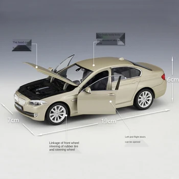 Simulācijas 1:24 BMW 535i sakausējuma metāla automašīnu ar virziena rotācijas modeli, rotaļu automašīnas modeļa rotaļlietu kolekcija motel rotaļlietas bmw