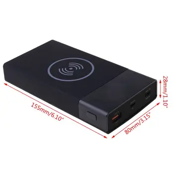 6x 18650 Akumulatoru DIY Qi Bezvadu Lādētāju QC3.0 USB Type C PD Ātrās Uzlādes Strāvas Banka Lodziņā Gadījumā ar Mobilo Telefonu, Planšetdatoru