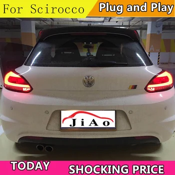 Auto Stils Par VW Scirocco LED 2009. -. gada lukturu aizmugurē, bagāžnieka lampas vāciņu dienas gaitas lukturi+signāls+bremzi+reverse