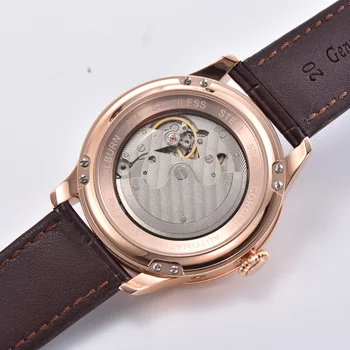 Enerģijas Rezerve Mens watch rose gold lietā black dial Corgeut 40mm mens kaija automātisko, mehāniskās rokas pulksteņi datums ūdensizturīgs
