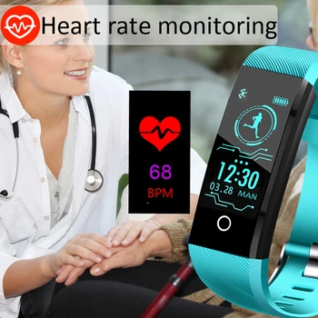 LIGE Smart aproce asinsspiediens, Sirds ritma Monitors Fitnesa Tracker ūdensizturīgs Smart Skatīties sporta Aproce ios Android+Kaste