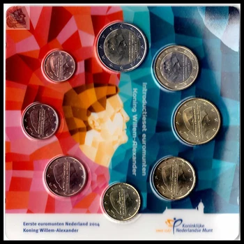 8pcs Nīderlande monētas oriģinālu monētu. gads kolekcija Uncirculated jaunu pārskatīšana King William Alexander