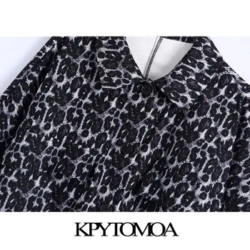 KPYTOMOA Sieviešu 2020. Gadam, Modes Lielgabarīta Leopards Drukāt Asimetriska Jaka Vintage Mētelis ar garām Piedurknēm Kabatas Sieviešu Virsdrēbes Šiks Topi