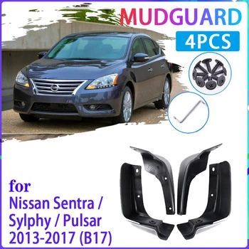 Auto Dubļu Sargi par Nissan Sentra Sylphy Pulsar 2013~2019 B17 Mudguard Splash Sargiem Fender Mudflaps Auto Piederumi