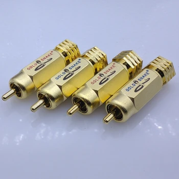 Bezmaksas piegāde Augstas Kvalitātes zelta čūska RCA spraudņu adapteri Zelta pārklājumu rca savienotājs 4gab/daudz