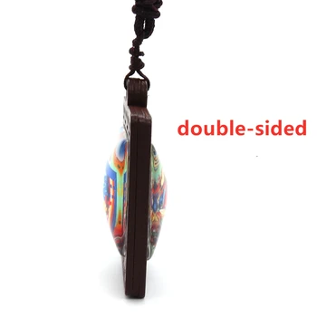 3PCS/Partijas kārtas taisnstūra double-side bāze koka šasijas tukšu glābšanas kulonu ar ādas vītne atslēgu gredzens.Par rotaslietu izgatavošana