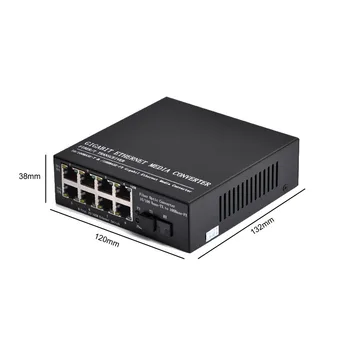 Fast Ethernet Media Converter 10/100Mbps Optisko Media Converter 8 Porti, RJ45, 1 Ports Singlemode SM Šķiedras SC Raiduztvērēju 20KM