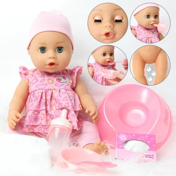 46cm Simulācijas Bebe atdzimis lelle dzert ūdeni, 18 collu Modes Reāli Mīksta silikona Baby lelle Drēbes, uzstādīt Boneca rotaļlietas bērniem