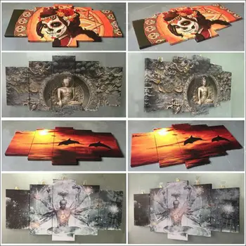 Plakāti Sienas Gleznojums Mākslas Mājas Dekoru Mūsdienu Abstraktu Krāsu 5. Panelis astronomijas HD Drukāt Krāsošana Moduļu Attēlus Audekls
