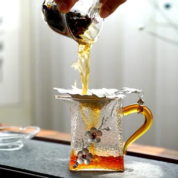 Japāņu Stila Termiski Izturīga Stikla Taisnīgu Kausa Gatavotās Plūmju Ziedu Kung Fu Tējas Komplekts Tējas Ceremoniju Piederumi Tējas Krūze Drinkware Jaunas
