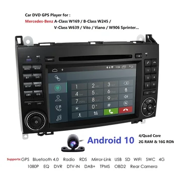 Auto Multimediju Atskaņotājs, GPS Android 10 2 Din DVD Automotivo Par Mercedes/Benz/Sprinter/B200/B-klase/W245/B170/W169 Radio SWC DAB+