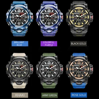 SMAEL Zilā Modes Sporta Pulksteņi Vīriešu Duālā Laika Digitālo Skatīties 50m Ūdensdrošs LED Militārais rokas Pulkstenis par Vīrieti Kvarca Pulkstenis Dāvana
