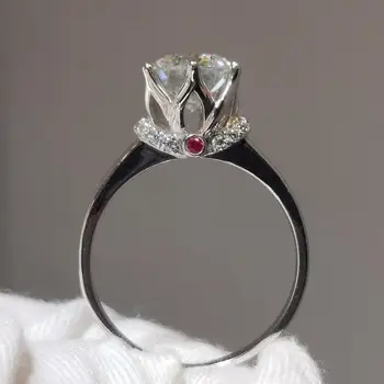 14K Baltā Zelta gredzens ar Romantisku Vainagu iestatījumu Moissanite Gredzenu rubīna rotas, Kāzu Jubilejas Gredzenu Sievietēm