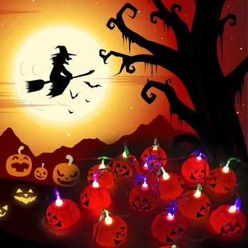 Halovīni Ķirbju Jack-O-Laternas Orange LED String Gaismas Festivāla Mājas Prop Dekori Halloween Puse Apdare Jack Laternu