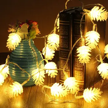 Akumulatora Barošanu čiekurs LED String Gaismas Mājās Ziemassvētku Eglīte Apdares Vīt Pasaku Gaismas 30/40 led Puse Nakts Gaismas
