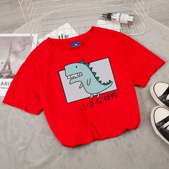 Vasaras T-krekls Maz Japāņu Dinozauru Monster Kokvilnas Kawaii Topi Dāmas Harajuku Karikatūra Grafikas T Krekls, T Sievietēm Tee