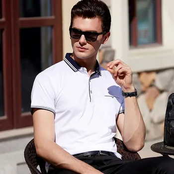 2020. gada vasaras modes svītrainām krāsu saskaņošanas, atloks, kokvilnas īsām piedurknēm Polo krekls Britu stila biznesa gadījuma vīriešu polo krekls