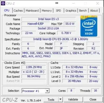 Oriģinālā Intel Xeon OEM Versija, E5 2630LV3 CPU 8-kodolu 1.80 GHZ 20MB 22nm LGA2011-3 E5 2630L V3 procesors E5-2630LV3