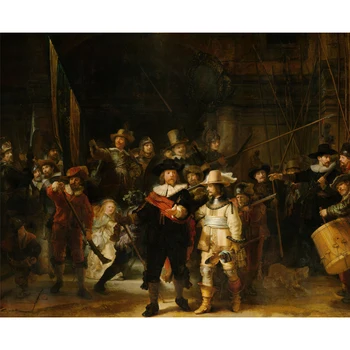 Rembranta Van Reina: Nakts Skatīties Kanvas Glezna Nīderlande Slaveno Mākslas Darbu Paintintg Sienu Apdare