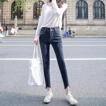 Džinsi Sieviete izdilis džinsi plus lieluma sieviete mamma jeans black 2019 Stiept džinsa Bikses sievietēm