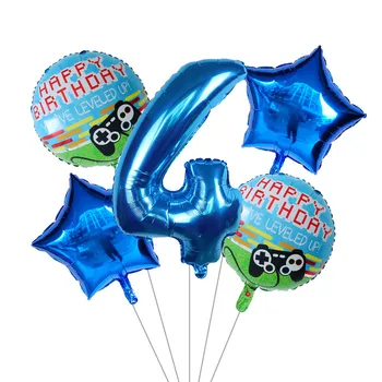 5gab Video Spēļu Kontrolleris Folijas, Hēlija Baloni, Happy Birthday Līmeni uz Augšu Balonu Dzimšanas dienas svinības Dekori Bērnu Rotaļu Globos Supplie
