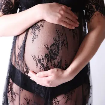 Mežģīnes Grūtniecēm Maxi Kleitas Dzemdību Tērpu Foto Aksesuāri Foto Atvašu vestidos 2020. gadam, modes