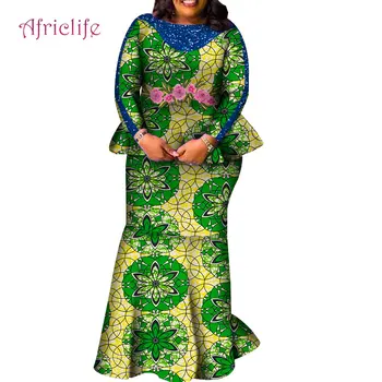 Populārs Dizaina garām Piedurknēm Tipa 2 GAB. Uzvalks Āfrikas Sieviešu Apģērbu WY5903