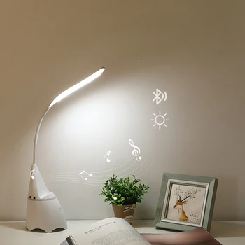 Becostar LED Galda Lampas 6W Galda Lampa ar USB Lādēšanas Bluetooth Skaļruni, led Lasīšanas Gaismas Bezpakāpju Dimming