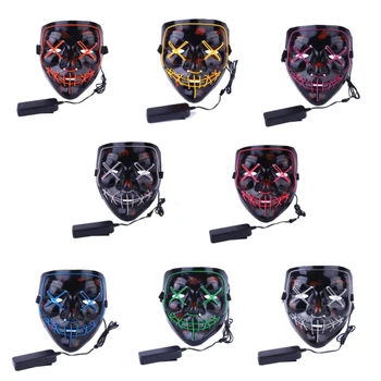 Jaunums EL Kvēlojošas Stieples Spoku Masku LED Flashing Light Maska Halovīni Scary Cosplay Maskēties Puse Gaismas Maska