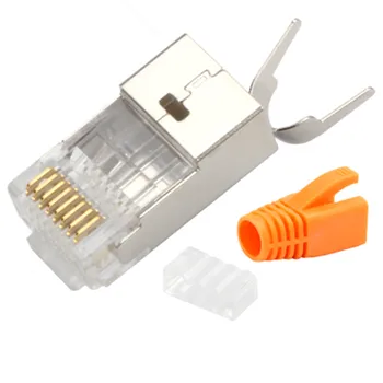 5set Savienotājs Rj45 Cat7 Kvalitātes Kristāla Galvu Lan Kabeli Adapter10Gb Ethernet Tīkla Kabeli 8p8c Metāla Aizsargs Modular Plug