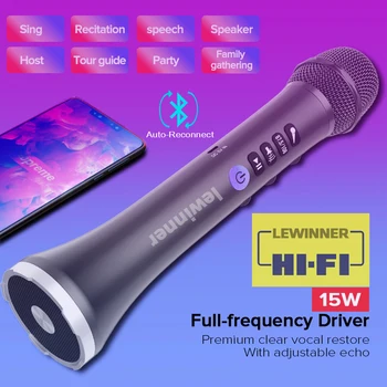 Lewinner L-698 Bezvadu Karaoke Mikrofons Bluetooth Skaļrunis 2-in-1 Rokas Dziedāt & Ierakstīšanas Portatīvo KTV Spēlētāju iOS/Androi
