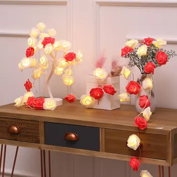 Led Rose Gaismas Simulācijas Ziedu Akumulatora Lampiņa String Gaismas Kāzu Dekorēšana Valentīna Dienas Istaba Mājās Pasaku Ziemassvētku Puse