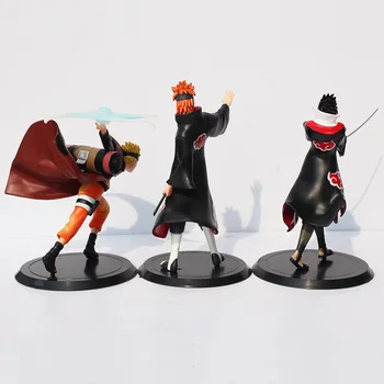 Naruto Uzumaki Naruto + Sāpes + Uchiha Sasuke PVC Rīcības Attēls Modelis Rotaļlietas 3pcs/komplekts