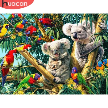 HUACAN Pilnu Kvadrātveida Dimanta Krāsošana Koala Dzīvnieku Izcelsmes Apdares Kārta Izšuvumi Attēlu Handcraft Mozaīkas Mākslas Komplekts