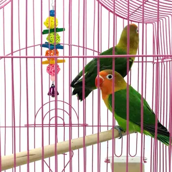 8 Gab./Komplekts Putnu Papagaiļus, Koka Rotaļlietas Karājas Šūpoles Košļāt Bell Guļamtīkls Būris Laktas Q39B