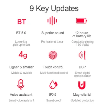 A6X Bluetooth Bezvadu Austiņas Pk Upods Gt1 TWS Hifi Skaņas Touch Kontroli Austiņu Earbuds ilgi Gaidīšanas Turētos austiņas