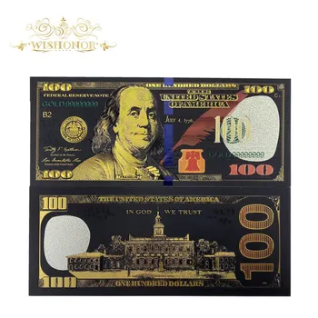 10pcs/Daudz Jaunu Dizainu Amerikā Banknošu 100 Dolāru Banknotes 24k Black Gold Plated Viltus Papīra Naudu, Lai Kolekcija