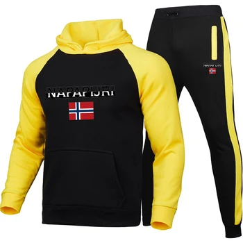Vīriešu sporta divdaļīga sporta vīriešu sporta apģērbu modes krāsu atbilstību skriešanas drēbes, ziemas vīriešu fitnesa apģērbi vīriešiem