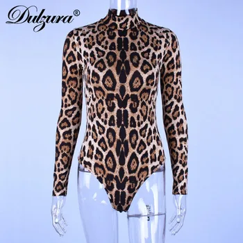 Dulzura sieviešu bodysuit leopards drukāt sexy viens gabals combinaison femme streetwear 2018 rudens ziemas klubs drēbes festivāls ķermeņa
