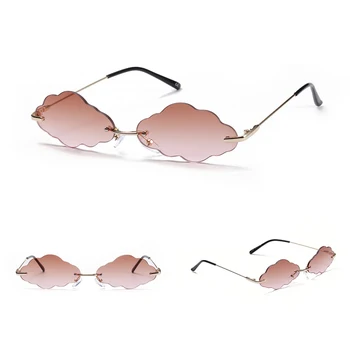 Iboode Modes bez apmales Saulesbrilles Sieviešu 2020. Gadam Vintage Mākoņi Steampunk Saulesbrilles Vīriešiem bez apmales Rozā Brilles Toņos UV400 Oculos