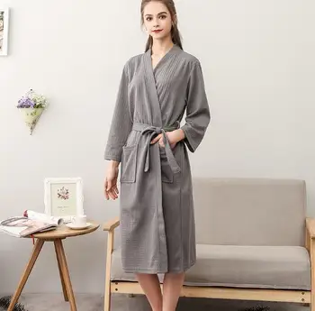 Fdfklak Augstas kvalitātes plus lieluma pāris sleepwear drēbes rudens ziemas līgavas, halāti, vafeļu naktsveļu peldmētelis sievietēm kimono 3XL