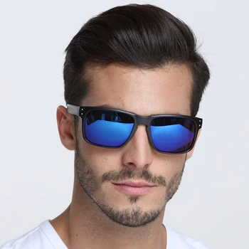 Dokly zils lēcas, saulesbrilles vīriešiem Atstarojošu Pārklājumu Kvadrātveida Saules Brilles vīriešiem Zīmola Dizainere Oculos De Sol UV400