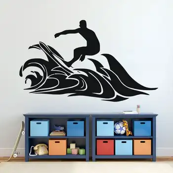 Surf Vējdēlis sienas uzlīmes Surfer Zēns viļņi, Vinila Sienas Uzlīmes, Sērfošanu Sporta Sienu Dekors Mājas Guļamistaba Dekorēšanas Uzlīmes X783