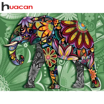 Huacan Dimanta Glezniecības Pilnībā Ziloņu Mājas Apdare Mozaīkas Dzīvnieku Izšuvumi Krustdūrienā Sienas Uzlīmes, Dimanta Māksla