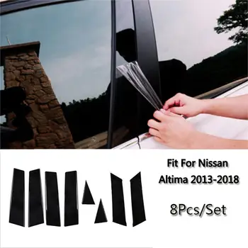 8Pcs Pulēta Pīlārs Amata der Nissan Altima 2013-2018 Durvju Logu Apdare Segtu BC Kolonnas Uzlīmes Priekš Nissan 2013-2018
